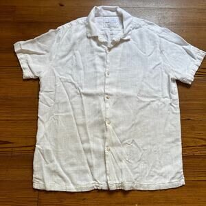 Porter & Ash white linen blend short sleeve button up shirt SIZE XL